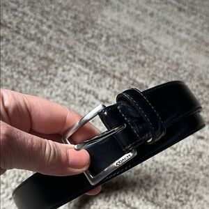 Coach Black Leather Belt with Silver Buckle, great preowned condition, 85 cm